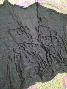 Flowy Dark Grey Ruffle Top