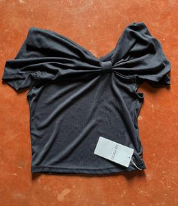 Chic Black Bow Detail Off-Shoulder Top