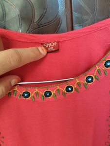Vibrant Red Embroidered Kurta Set