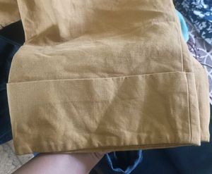 Mustard Yellow Cropped Wide-Leg Pants
