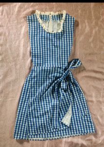 Blue Gingham Wrap Dress