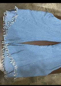Stylish Light Wash Denim Flare Pants