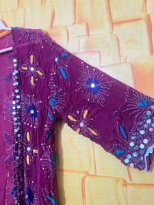 Embroidered Purple Kimono
