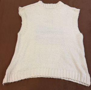 Cream Knit Vest with Smiley Face