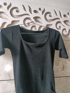 Black bodysuit cum crop top