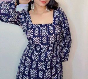 Stylish Navy Blue Printed Kurta