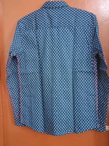 Men's Blue Dotted Long Sleeve Shirt