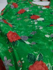 Green Rose Print Kurta Set (kurta+ Salwar Pant)