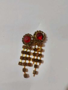 Red &amp; Gold Indian Bridal Jewelry Set and Free cosm