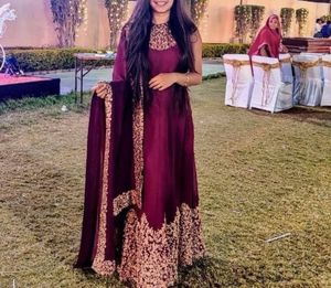 Heavy Golden Work Gown With Dupatta