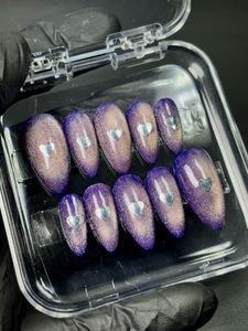 Purple Heart Cateye Press-On Nails