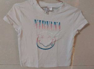 Nirvana Smiley Face Crop Top tag Size M