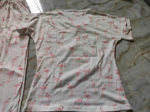 Cute Flamingo Print Pajama Set