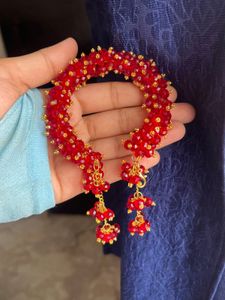 maroon gajra bracelet & crystal Bracele