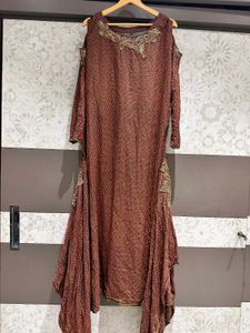 Elegant Printed Kurta gown with Cold Shoulder