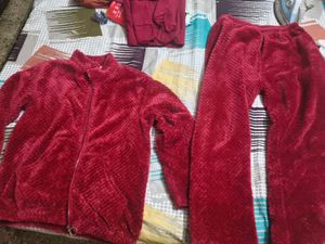 Cozy Red Fuzzy Lounge Set in XXL size