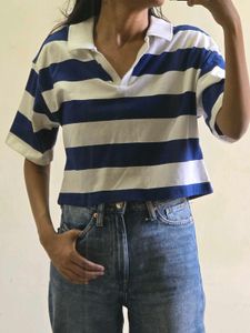Classic Blue &amp; White Striped Polo Shirt