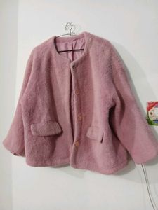 Pink Fuzzy Cropped Jacket