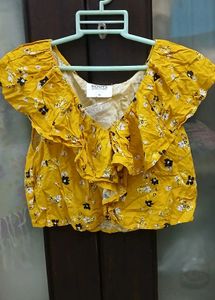 Yellow Floral Ruffle Top - NEW