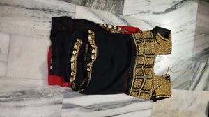 Pink &amp; Navy Saree with Blouse