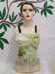 (700)Vintage Tropical Print Tank Top