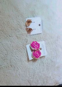 Cute Rose and Gold Earrings Set