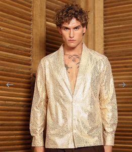 🕺New peice Gold Button-Down Shirt Metallic