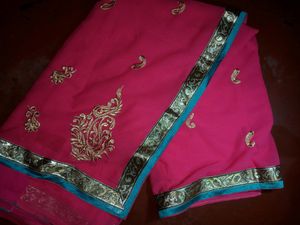 Pink Embroidered Saree