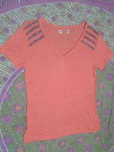 Stylish Orange V-Neck Top
