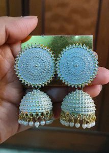 Elegant Jhumka Earrings with Pearls