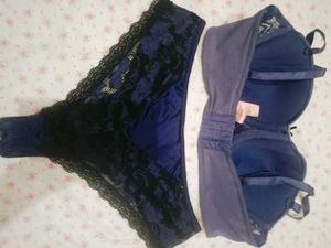 Beautiful Blue Longline Bra with Lace Detail