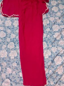 Elegant Pink co-ord set with White Embroidery