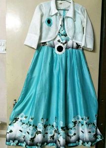 Beautiful Blue Floral Dress with Jacket