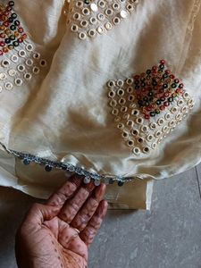 Embellished Cream Saree