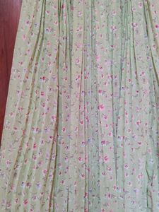Light Green Floral Pleated Skirt
