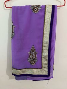 Purple Embroidered Saree