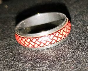 Chic Red &amp; Silver Women Band Ring
