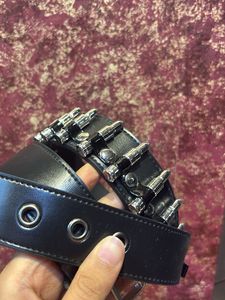 Chunky Black Bullet Belt with Silver Buckle