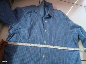Men's Blue Plaid Button-Down Shirt(new)