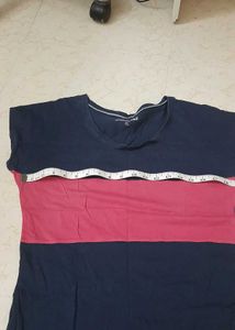 Navy Blue N Pink Stripped Tshirt Casual