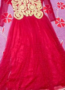 Red Embellished Ethnic Gown