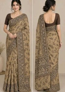 Elegant Brown Saree with Paisley Border