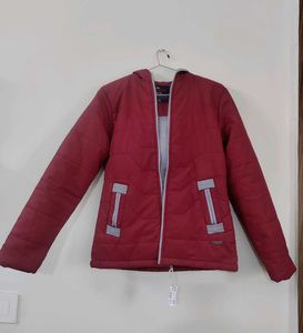 Maroon Padded Jacket with Hood