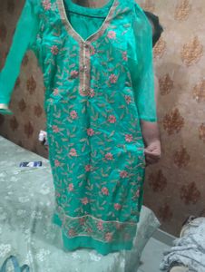 Emerald Green Embroidered Kurta Set