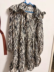 Zebra Print Ruffle Tiered Mini Dress