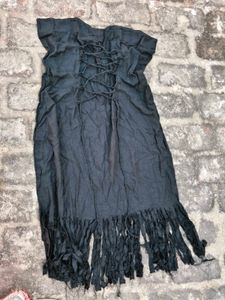 Black Fringed kurta