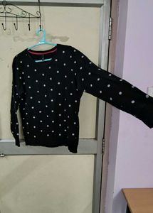 Black Polka Dot Long Sleeve Top