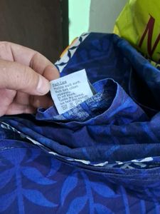 pure cottonBlue Paisley Queen Bed Sheet of 1