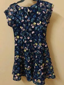 🇬🇧Navy Floral Print Fit &amp; Flare Dress