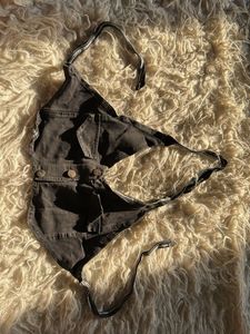 Black Denim Bustier Top